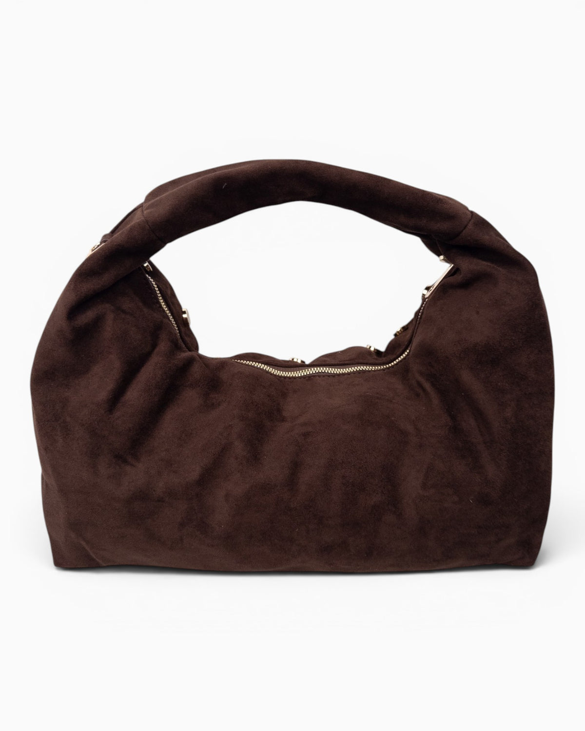 Handtasche Nieten Wildlederoptik dunkelbraun