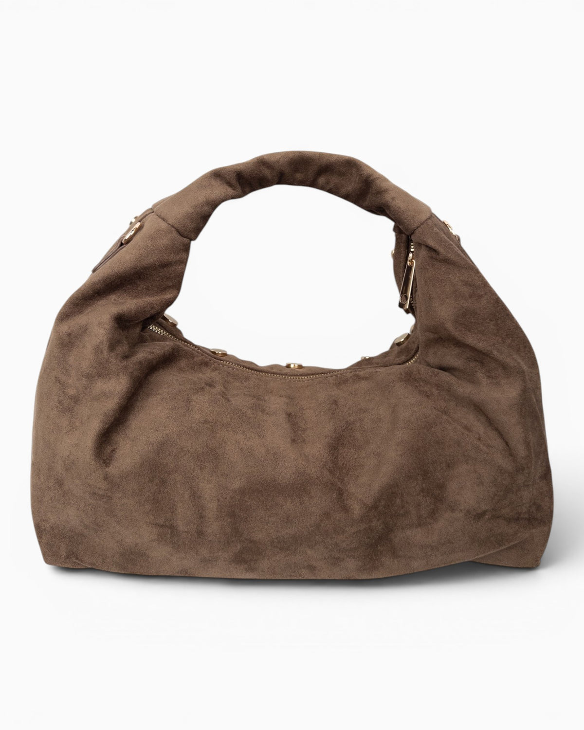 Handtasche Nieten Wildlederoptik taupe