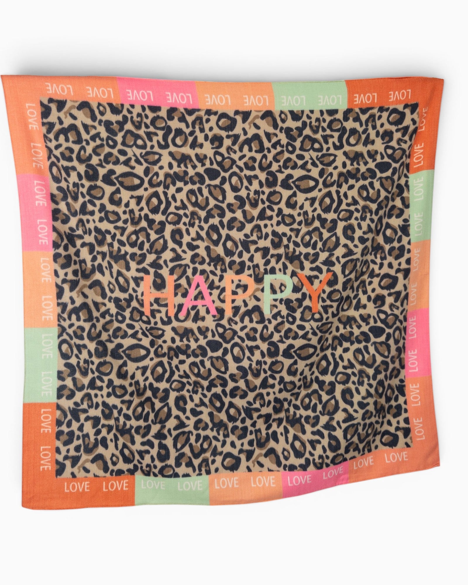 Schal Leo Happy quadratisch orange