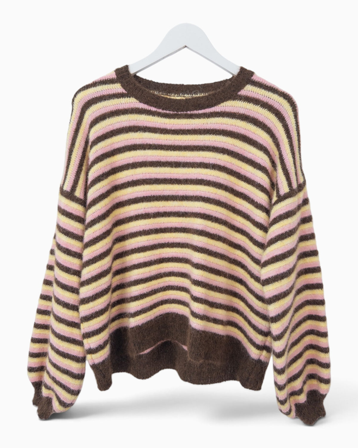 Strickpullover mit Streifen braun gelb