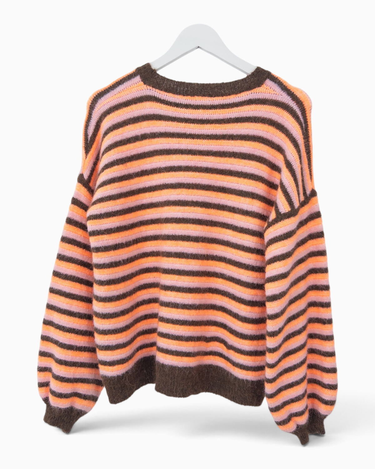 Strickpullover mit Streifen braun orange