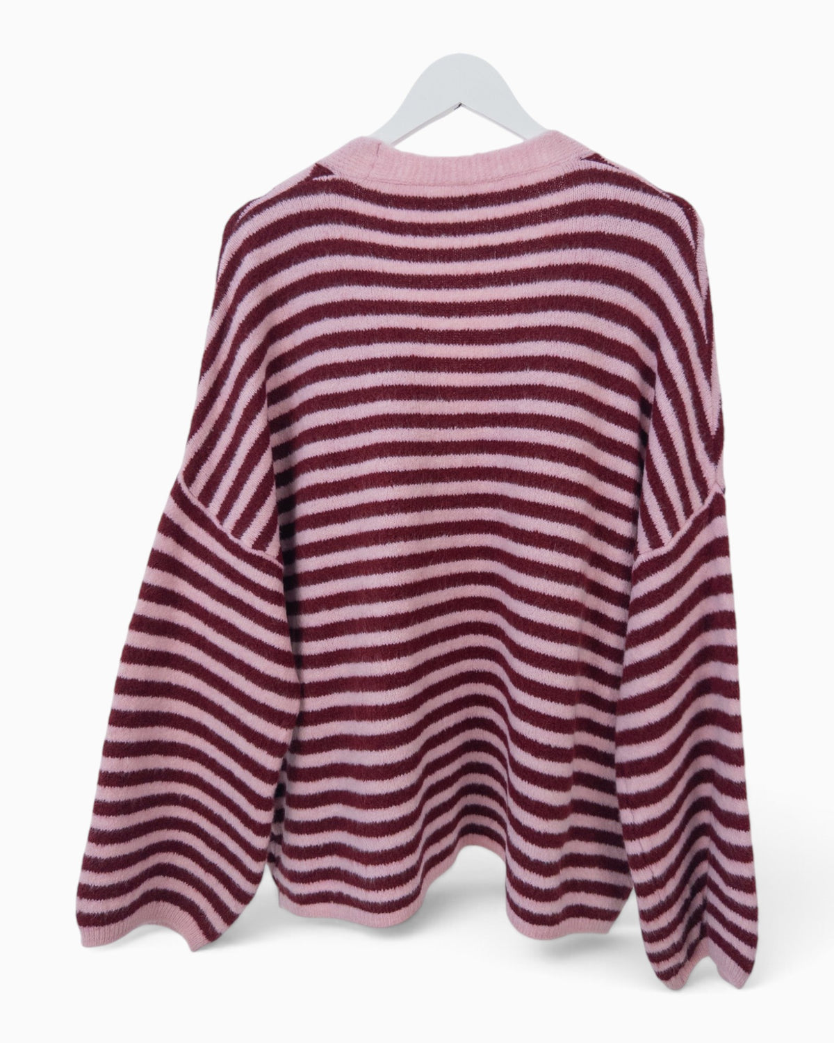 Cardigan mit Streifen rosa weinrot