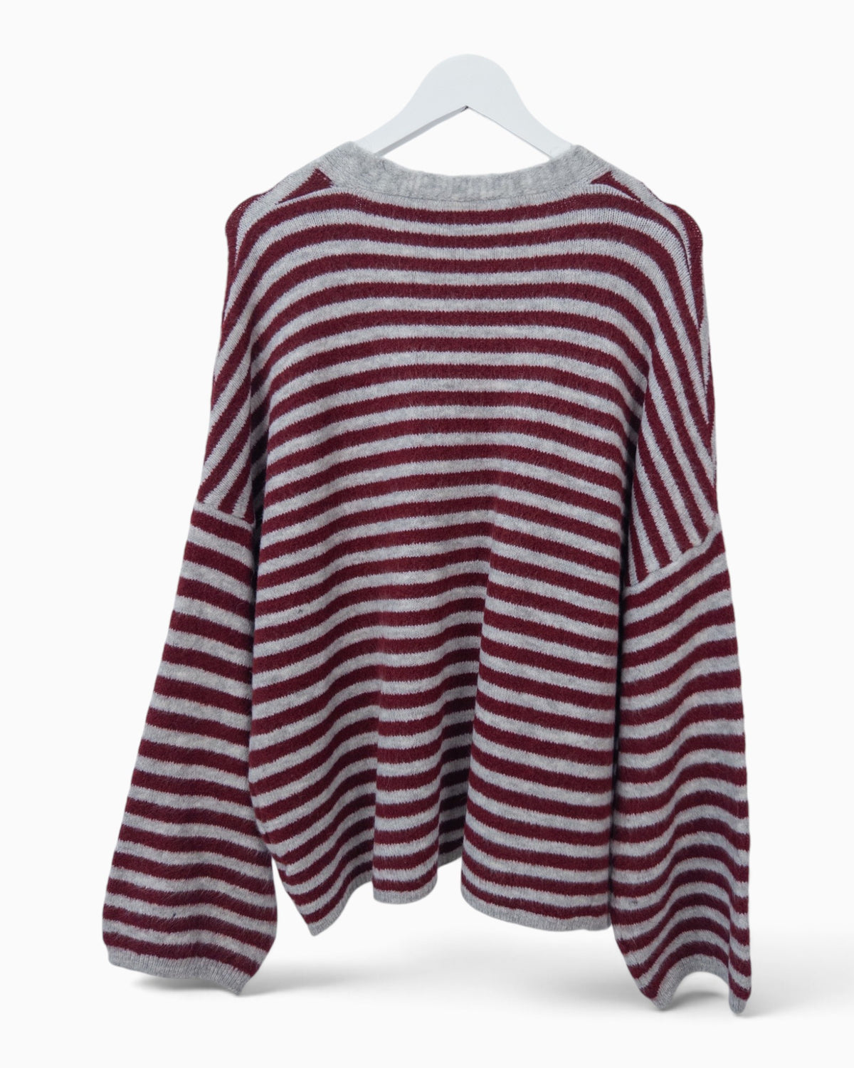 Cardigan mit Streifen grau weinrot