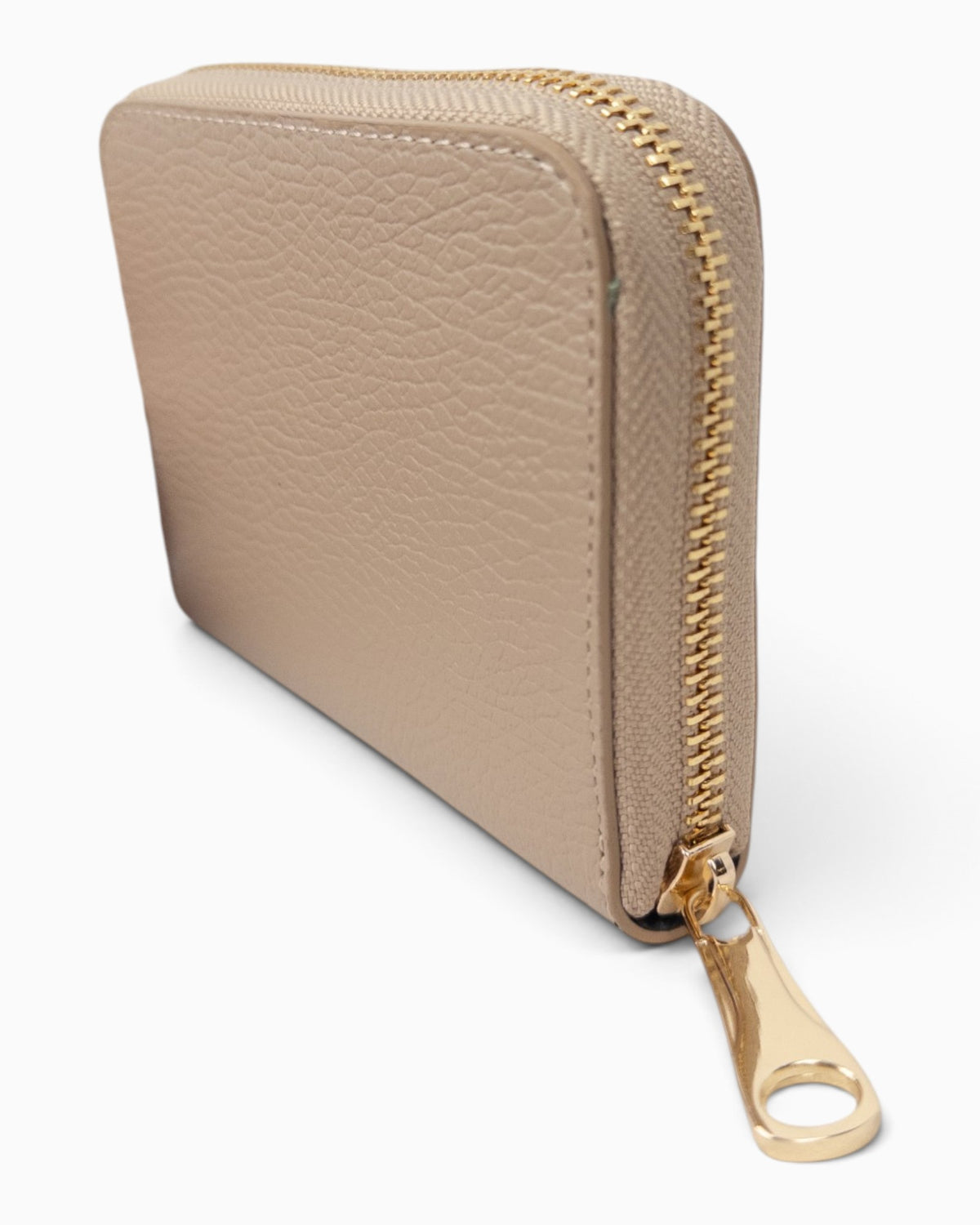 Zip-Geldbörse Leder taupe