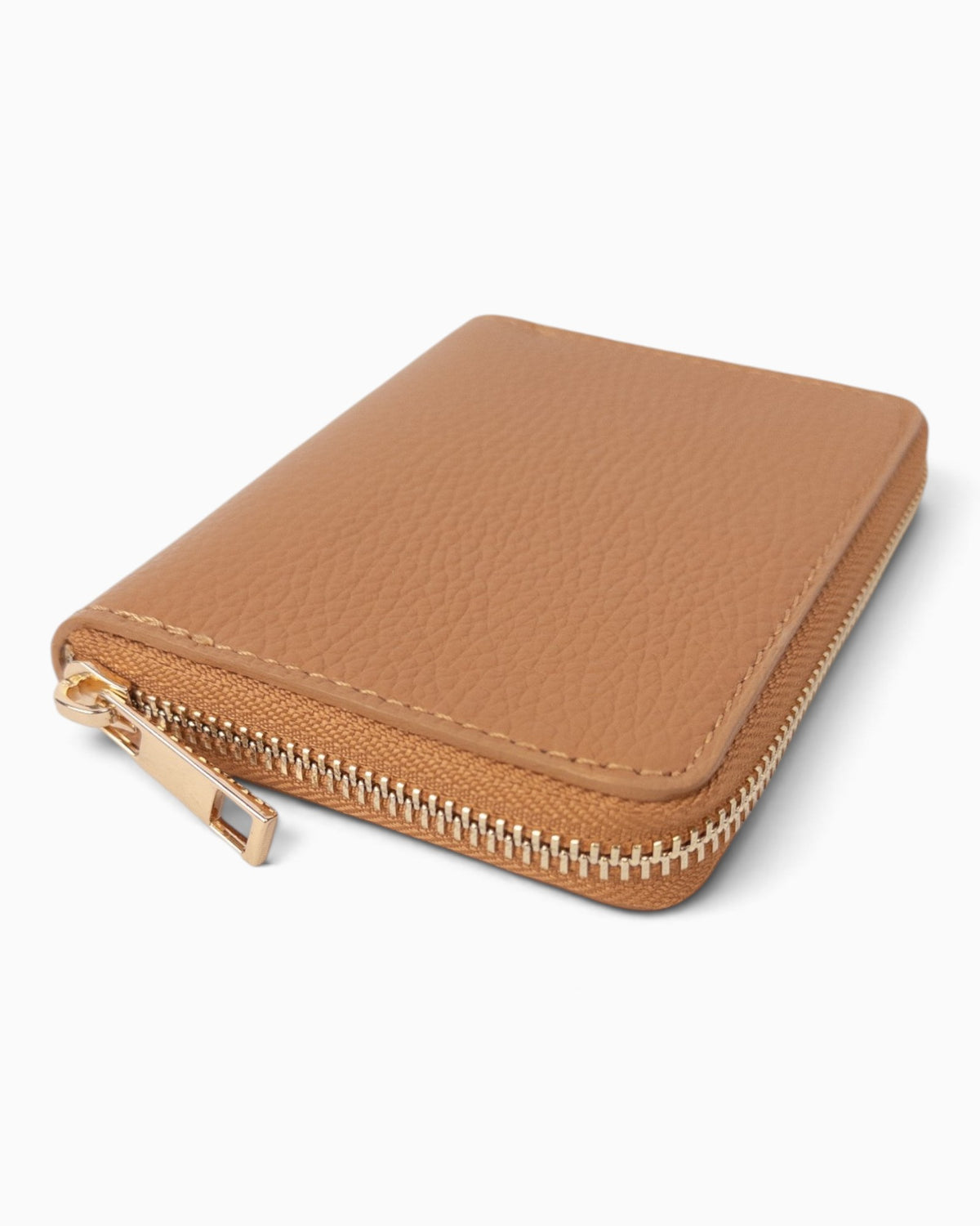 Zip-Geldbörse Leder cognac