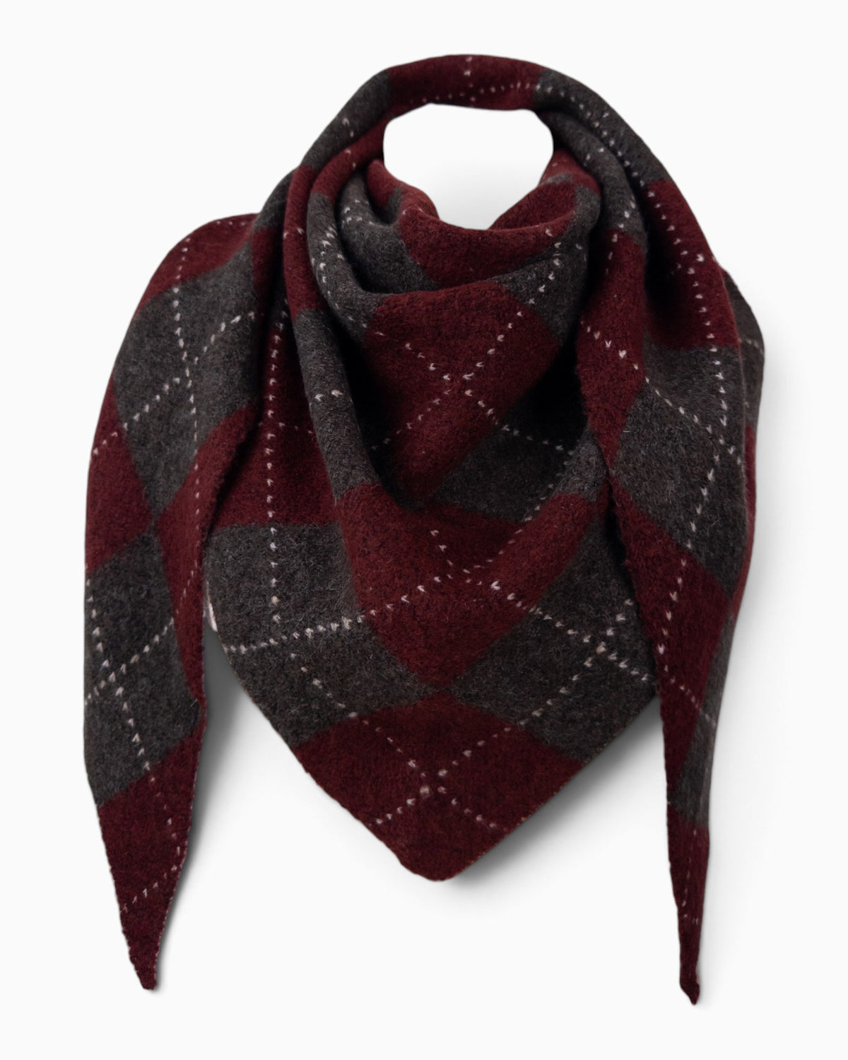Dreieckstuch Karo weinrot anthrazit