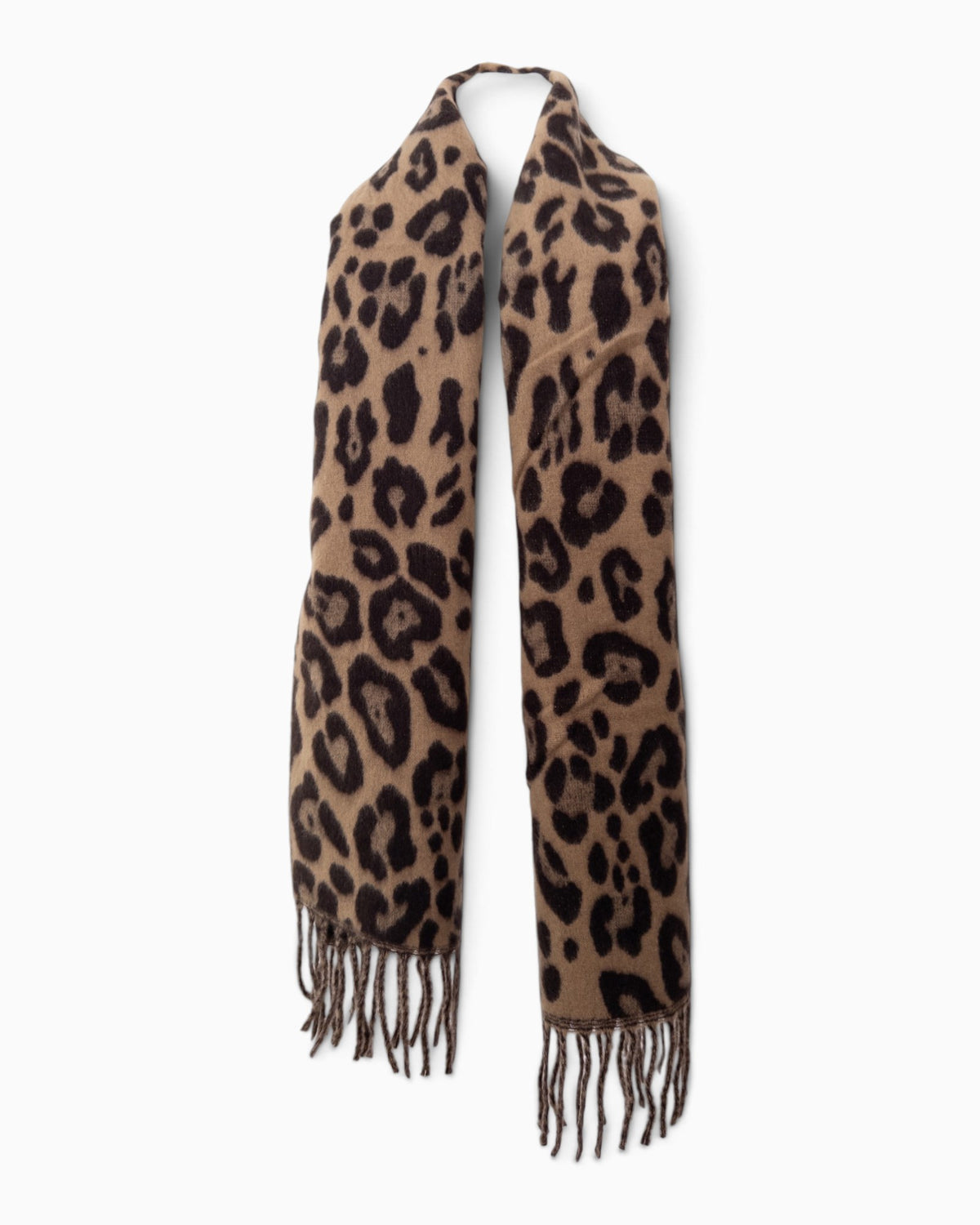 Schal Leo mit Fransen camel braun