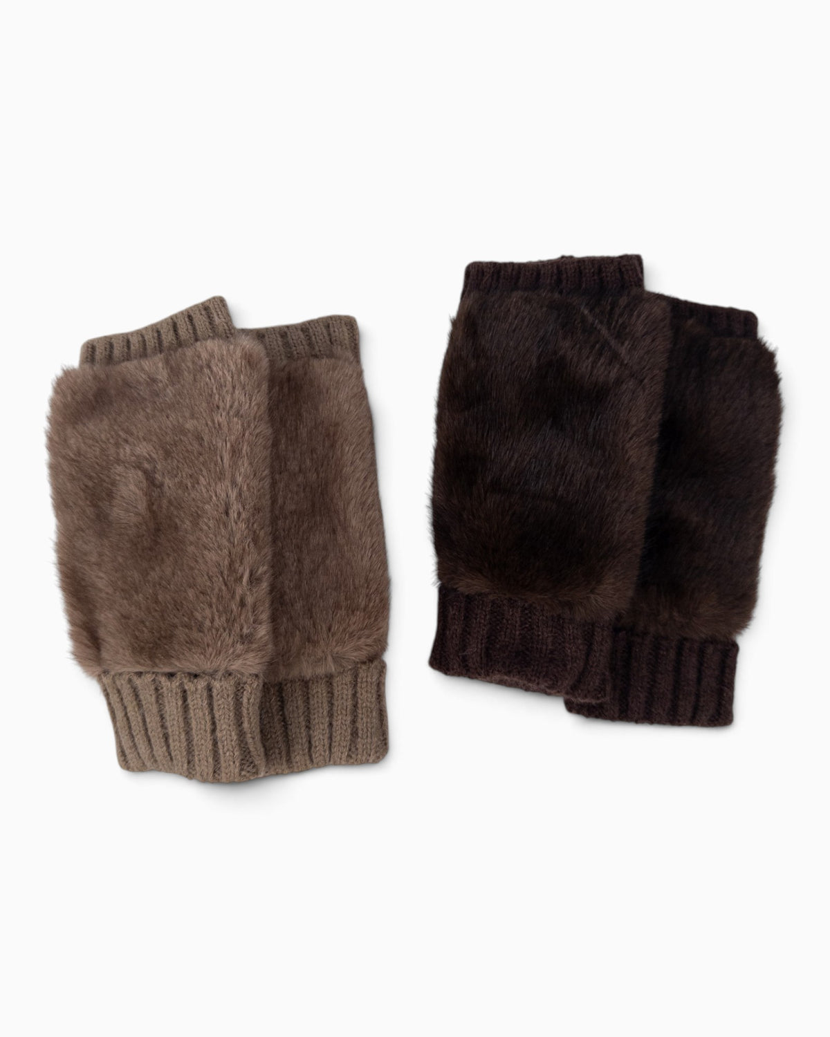 Fingerlose Handschuhe Fell dunkelbraun
