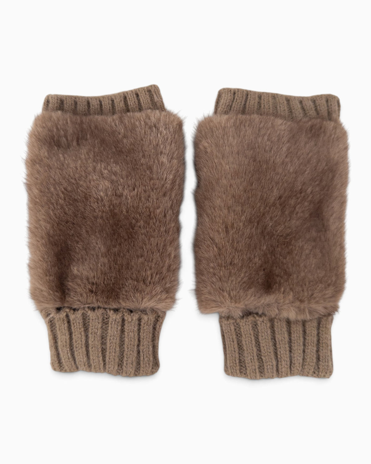 Fingerlose Handschuhe Fell taupe