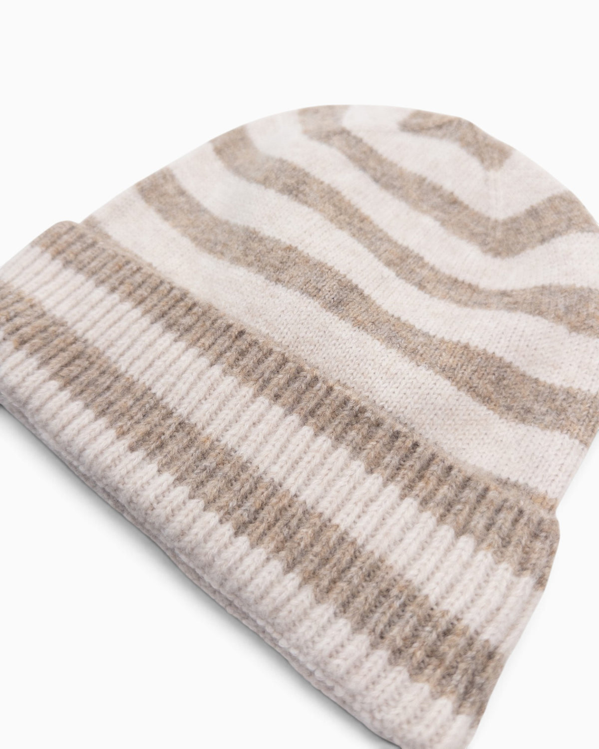 Mütze Streifen creme beige