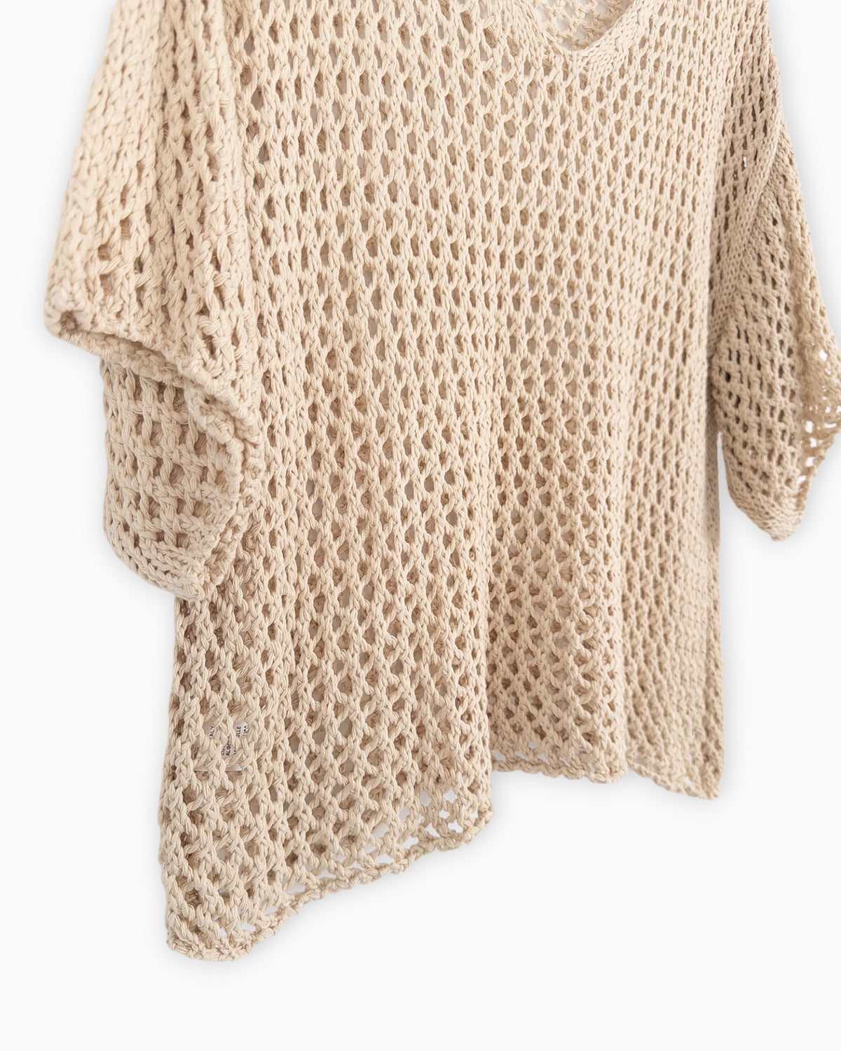 Häkel-Shirt V-Ausschnitt beige