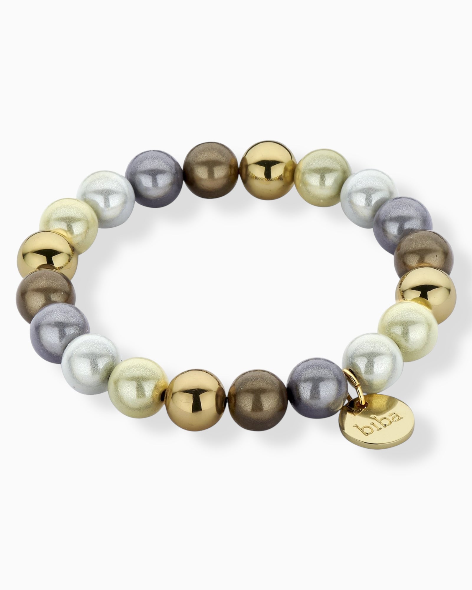 Perlenarmband biba grau creme goldfarben