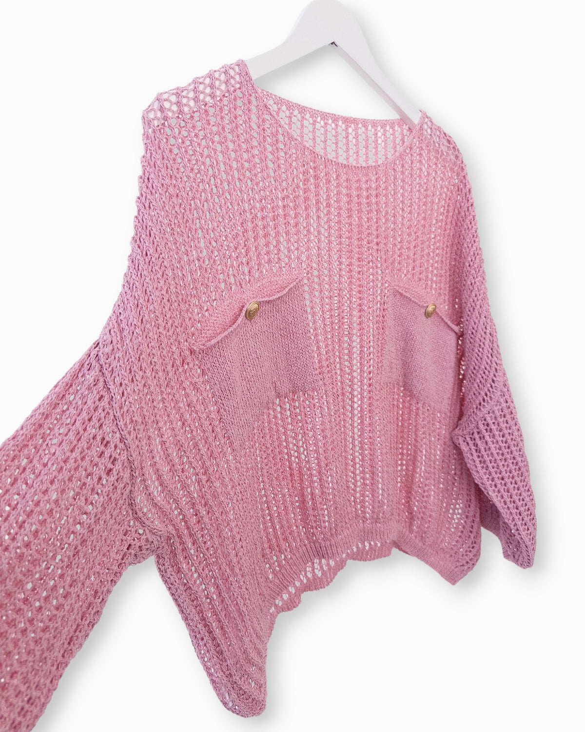 Häkel-Shirt mit Metallic-Effekt rosa