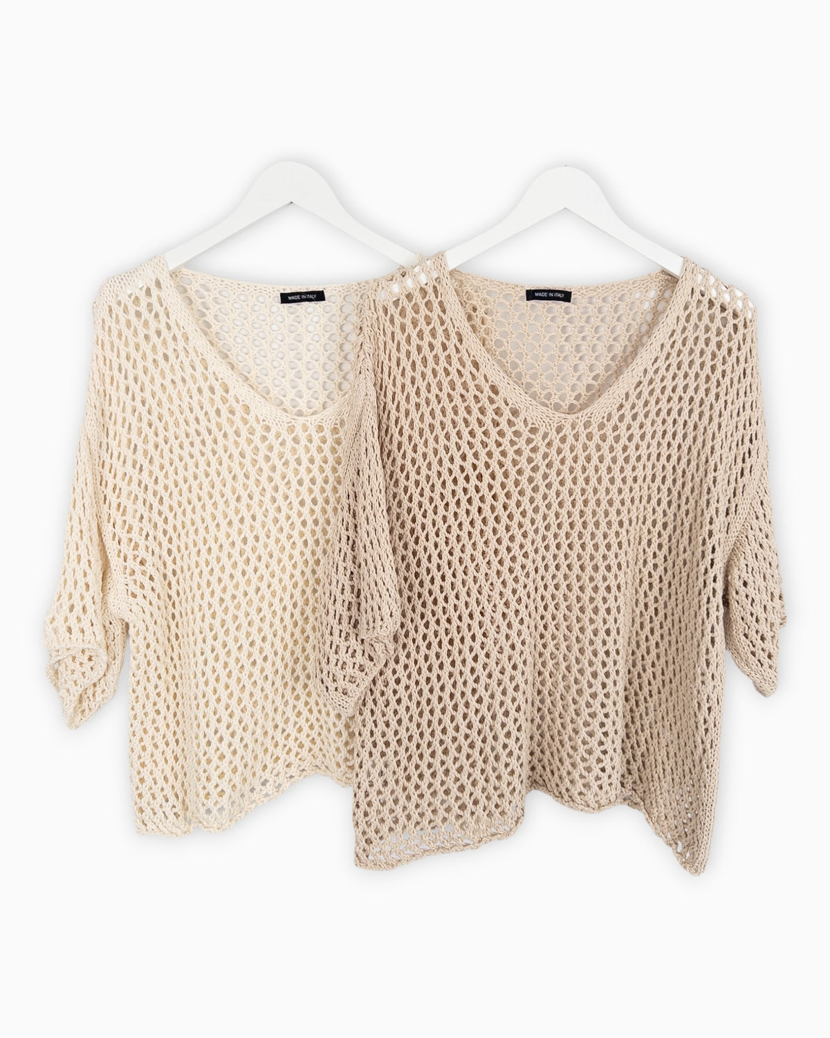 Häkel-Shirt V-Ausschnitt beige