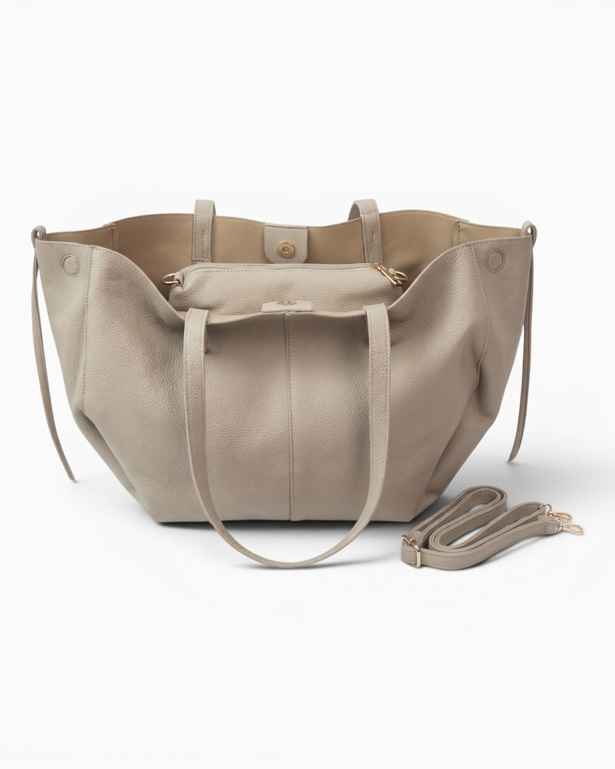 Handtaschen-Set mit herausnehmbarer Innentasche beige
