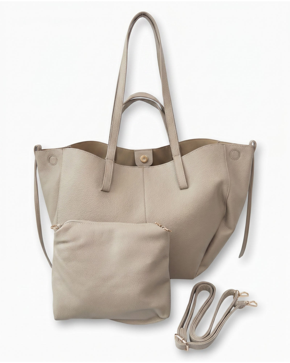 Handtaschen-Set mit herausnehmbarer Innentasche beige
