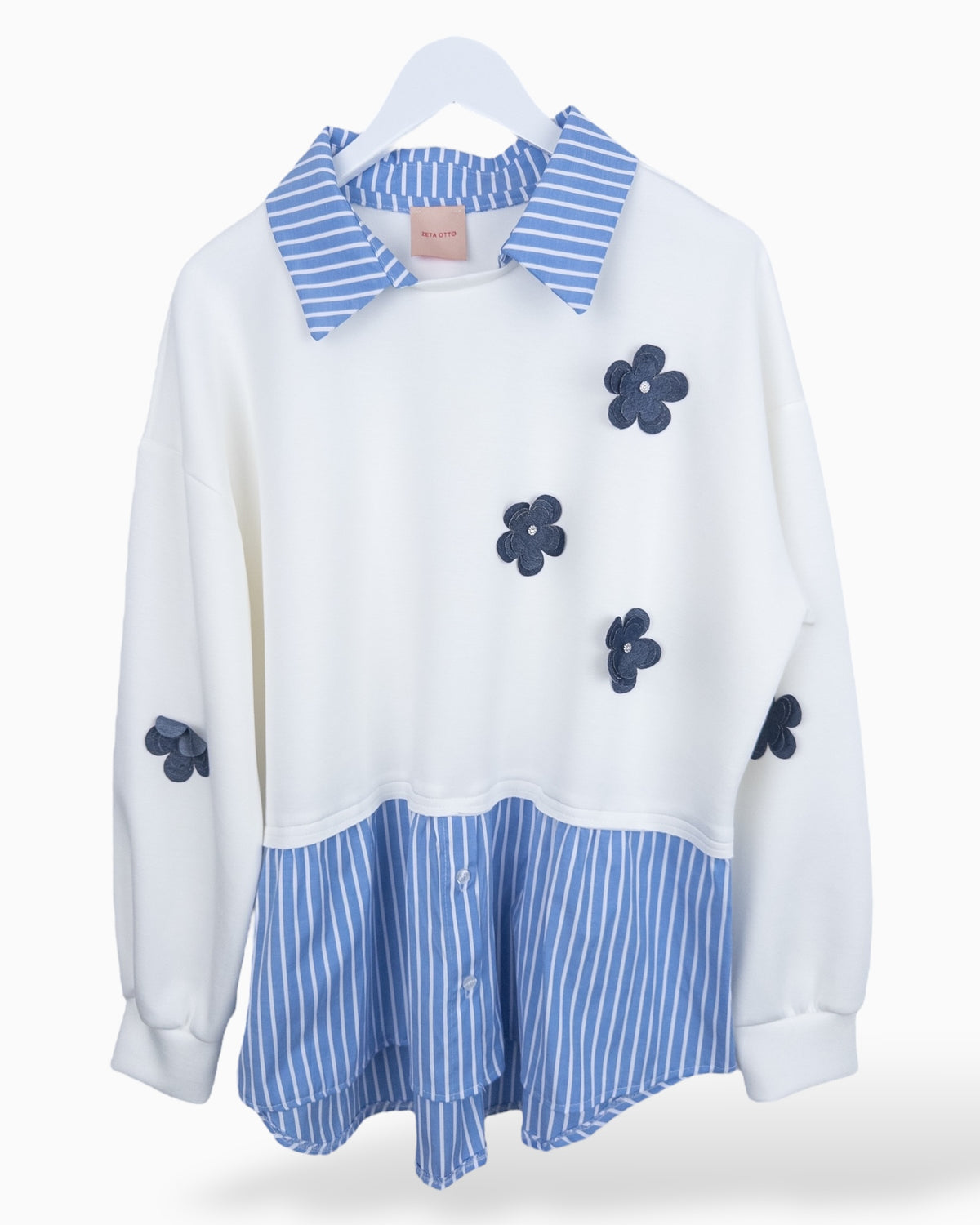 Sweatshirt in Blusenoptik