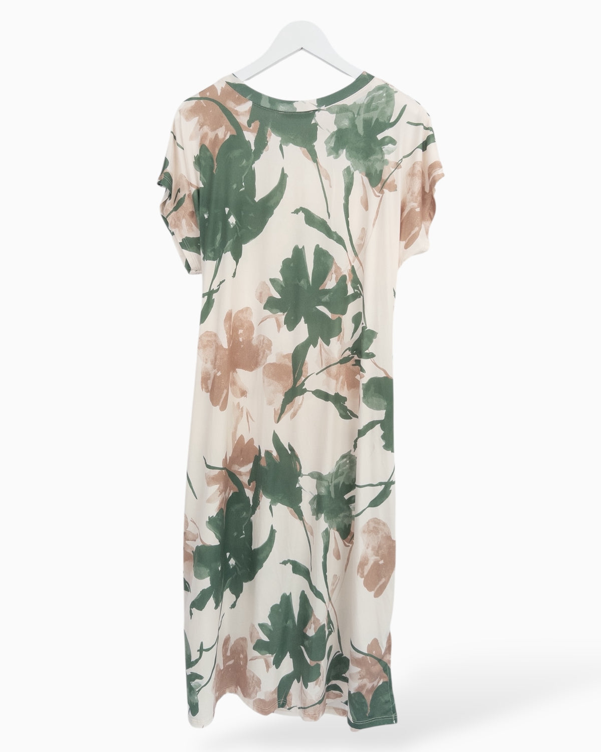 Kleid mit Blumen-Muster oliv
