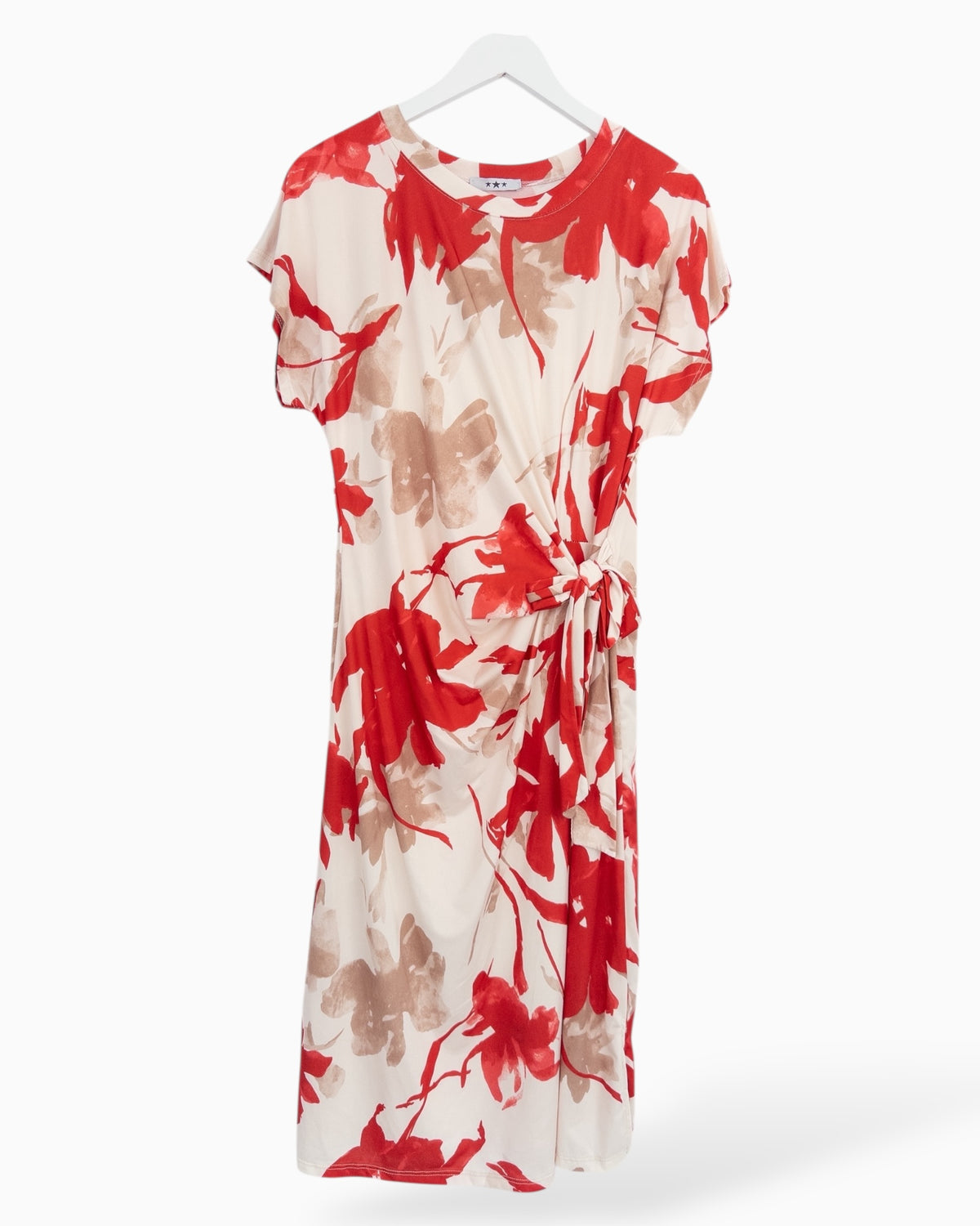 Kleid mit Blumen-Muster rot