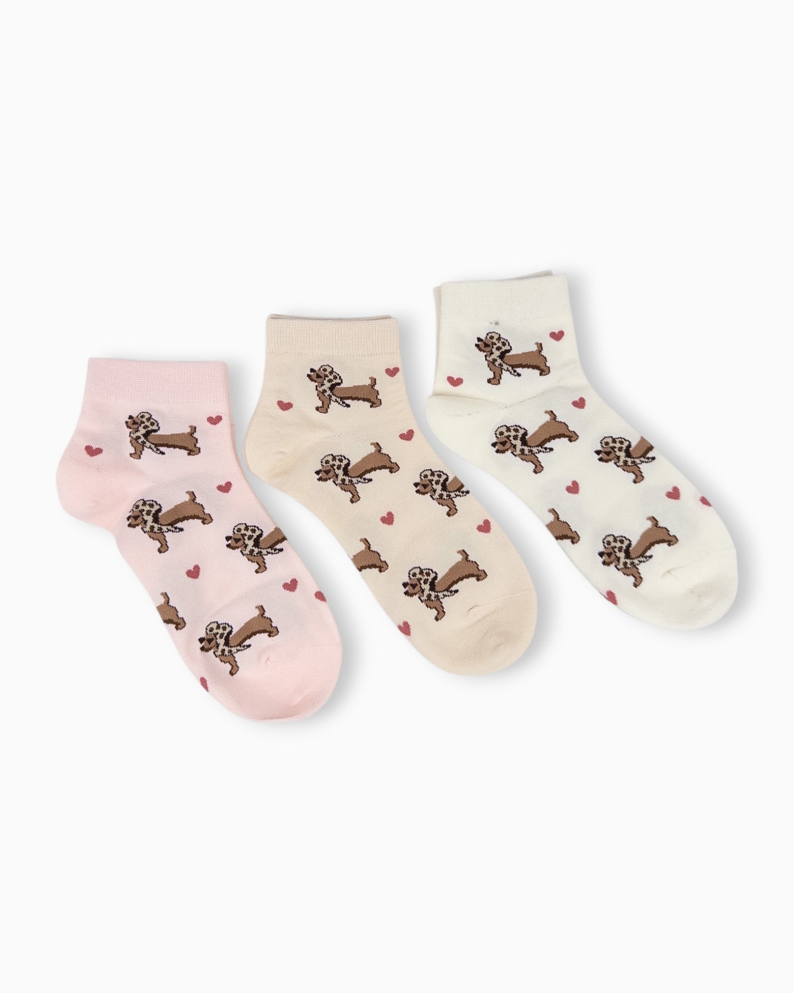 Dackel Socken mit Herzchen beige