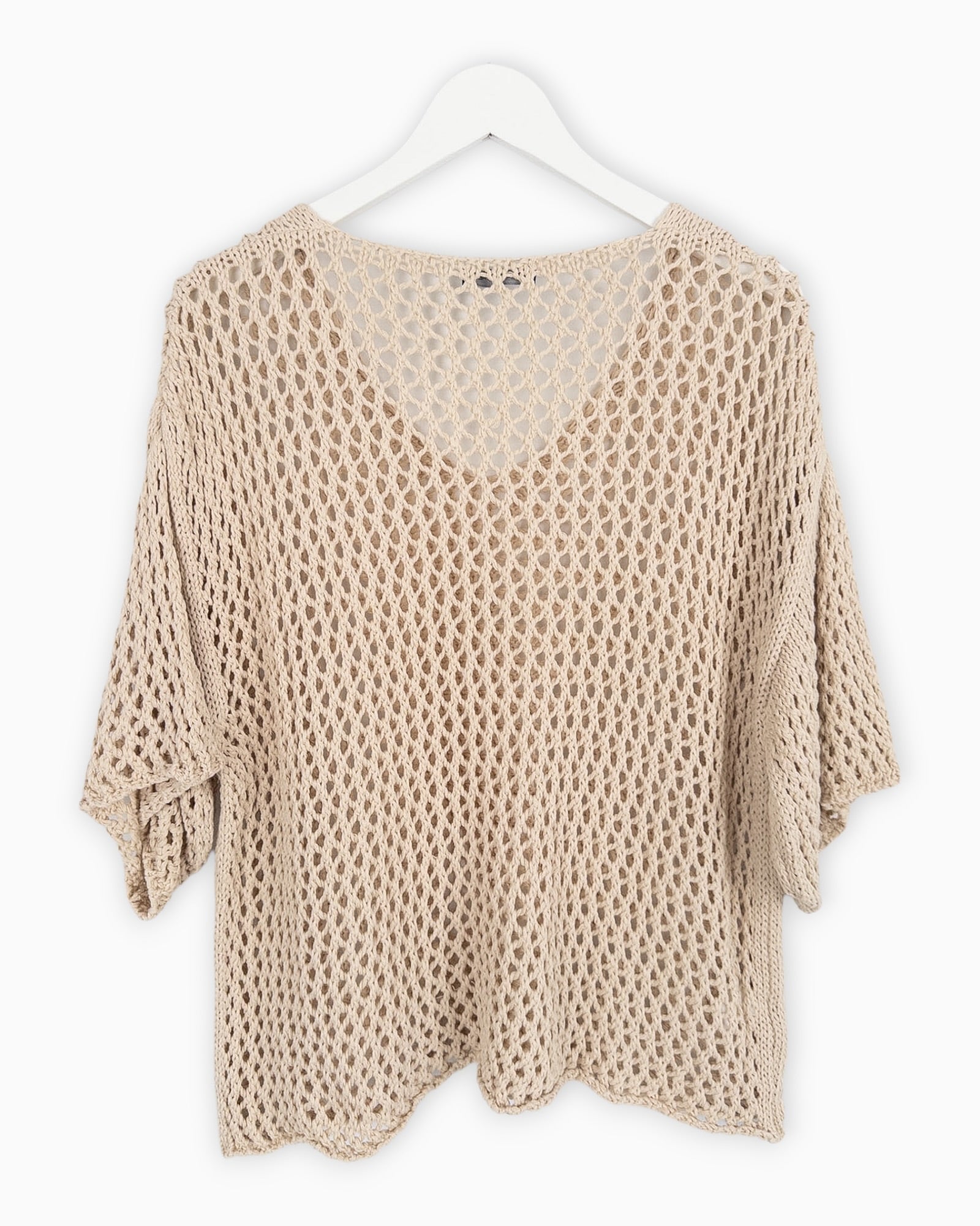 Häkel-Shirt V-Ausschnitt beige
