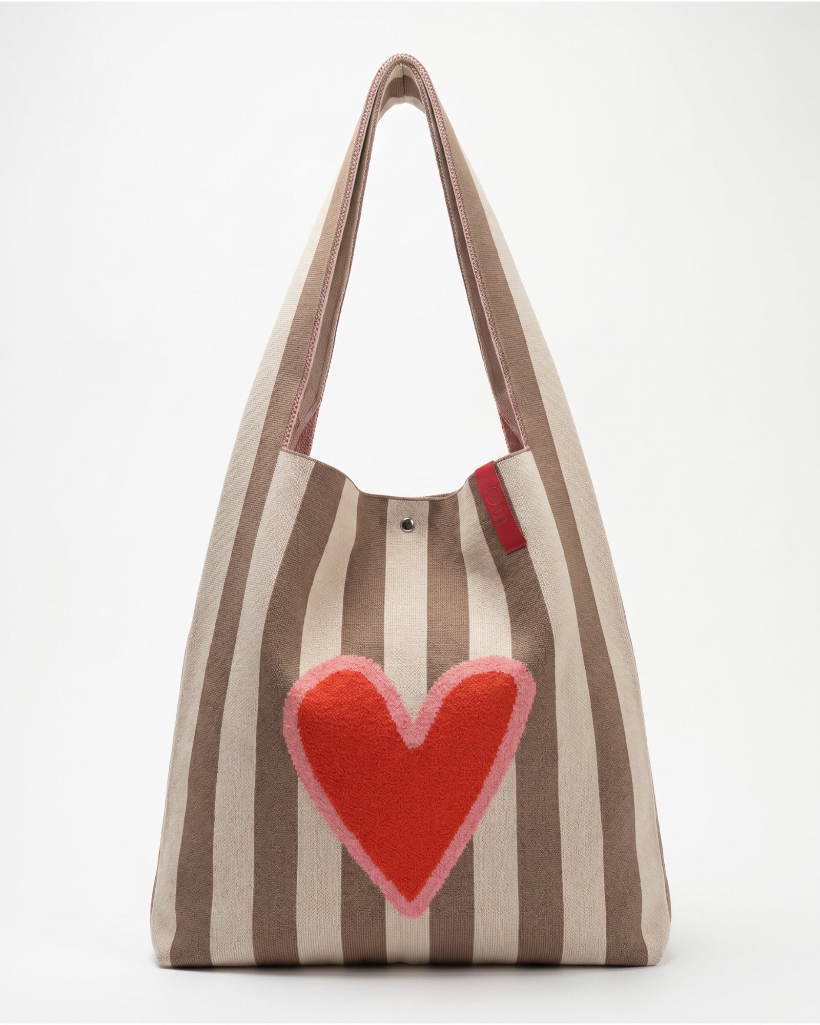 Shopper Rebel Lois LOT83 Herz Streifen taupe creme
