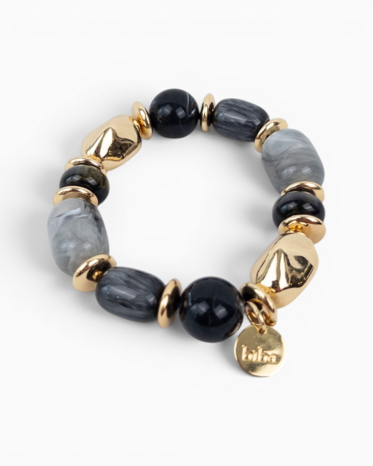 Armband mit großen Schmuckelementen grau