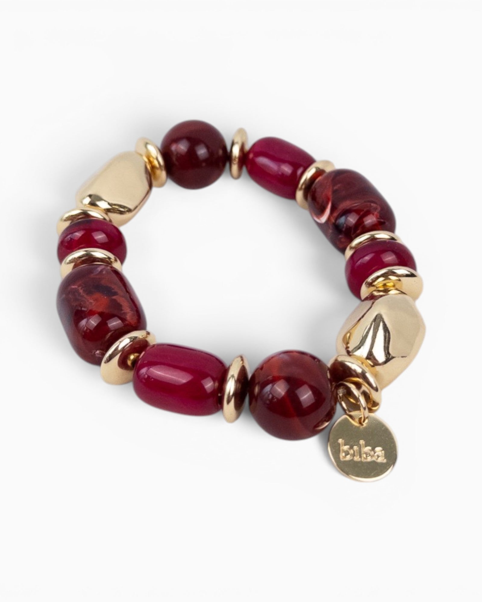 Armband mit großen Schmuckelementen weinrot