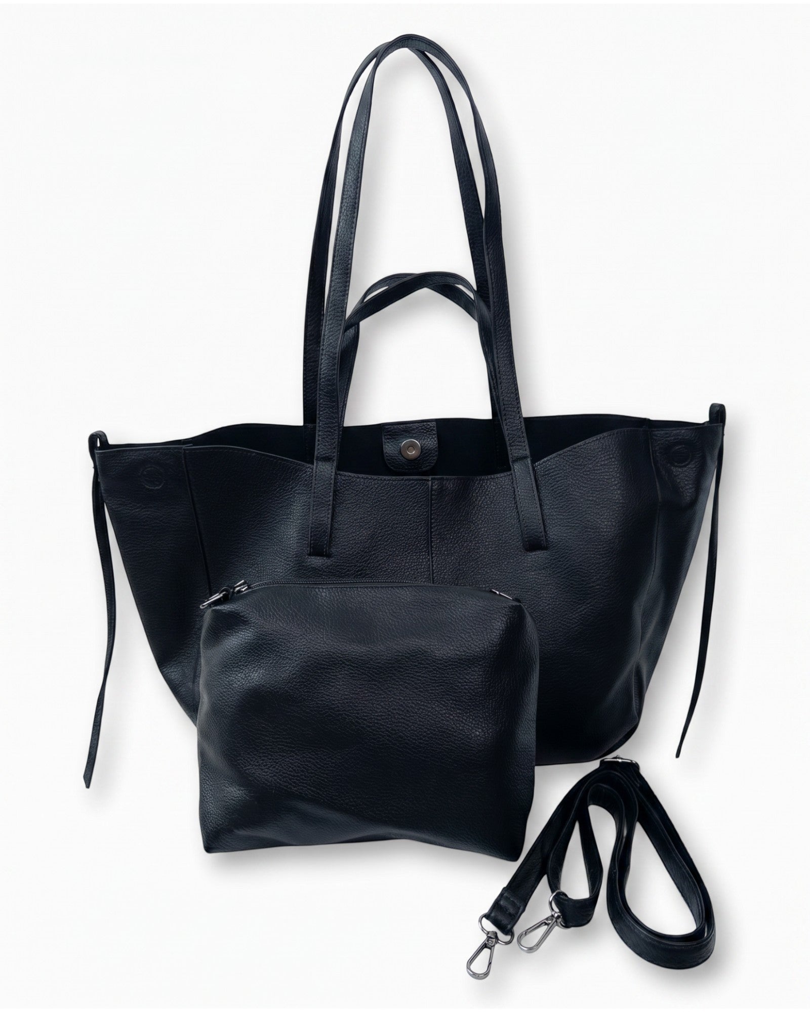 Handtaschen-Set mit herausnehmbarer Innentasche schwarz