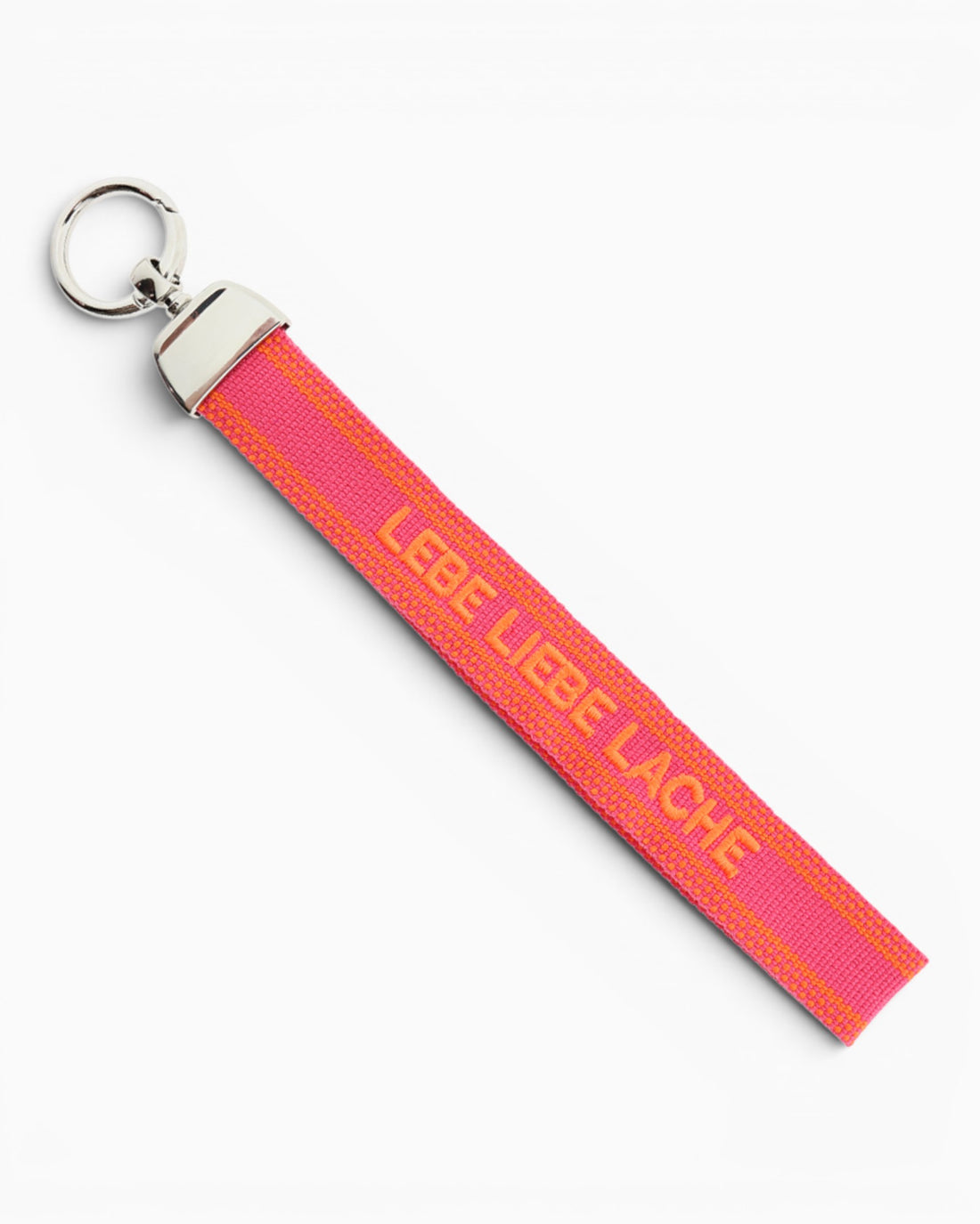 Schlüsselanhänger mit Statement Lebe Liebe Lache pink orange