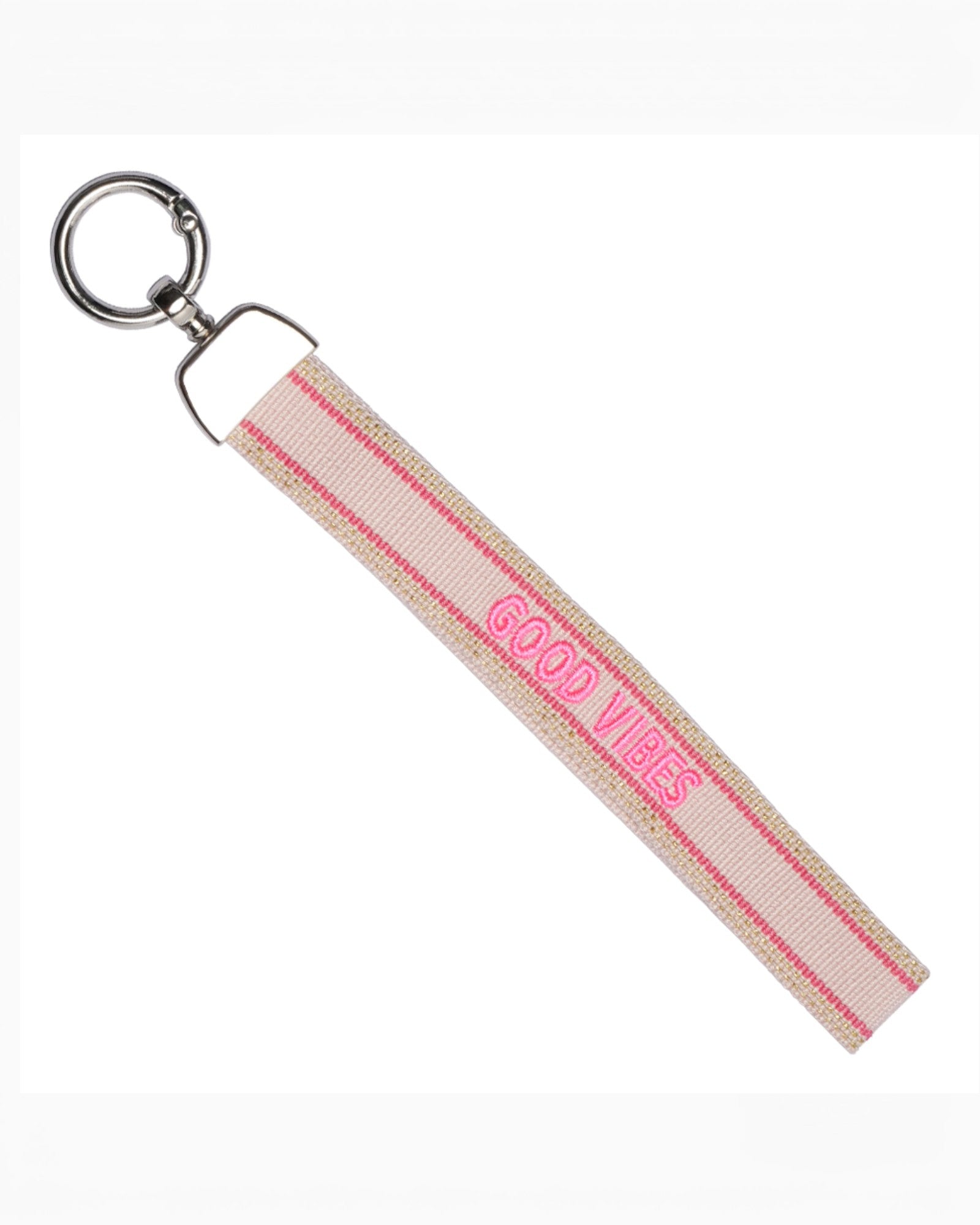 Schlüsselanhänger mit Statement Good Vibes beige pink