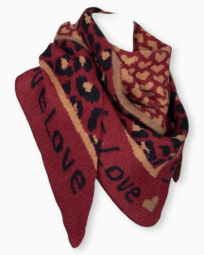 Dreieckstuch Love is Love weinrot