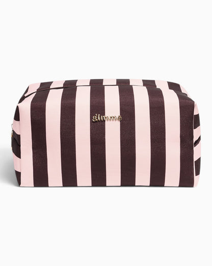 Kosmetiktasche Streifen dunkelbraun rosa