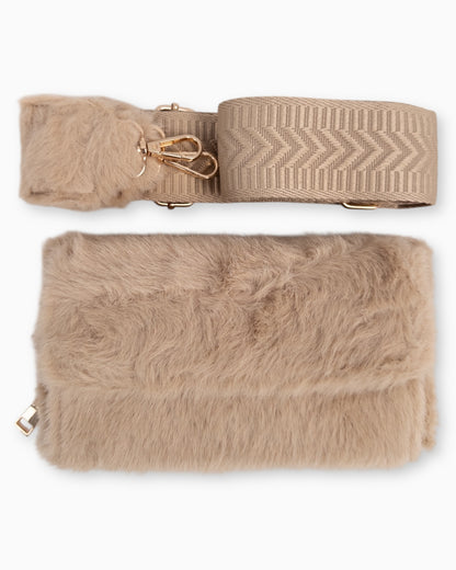 Handytasche Plüsch beige