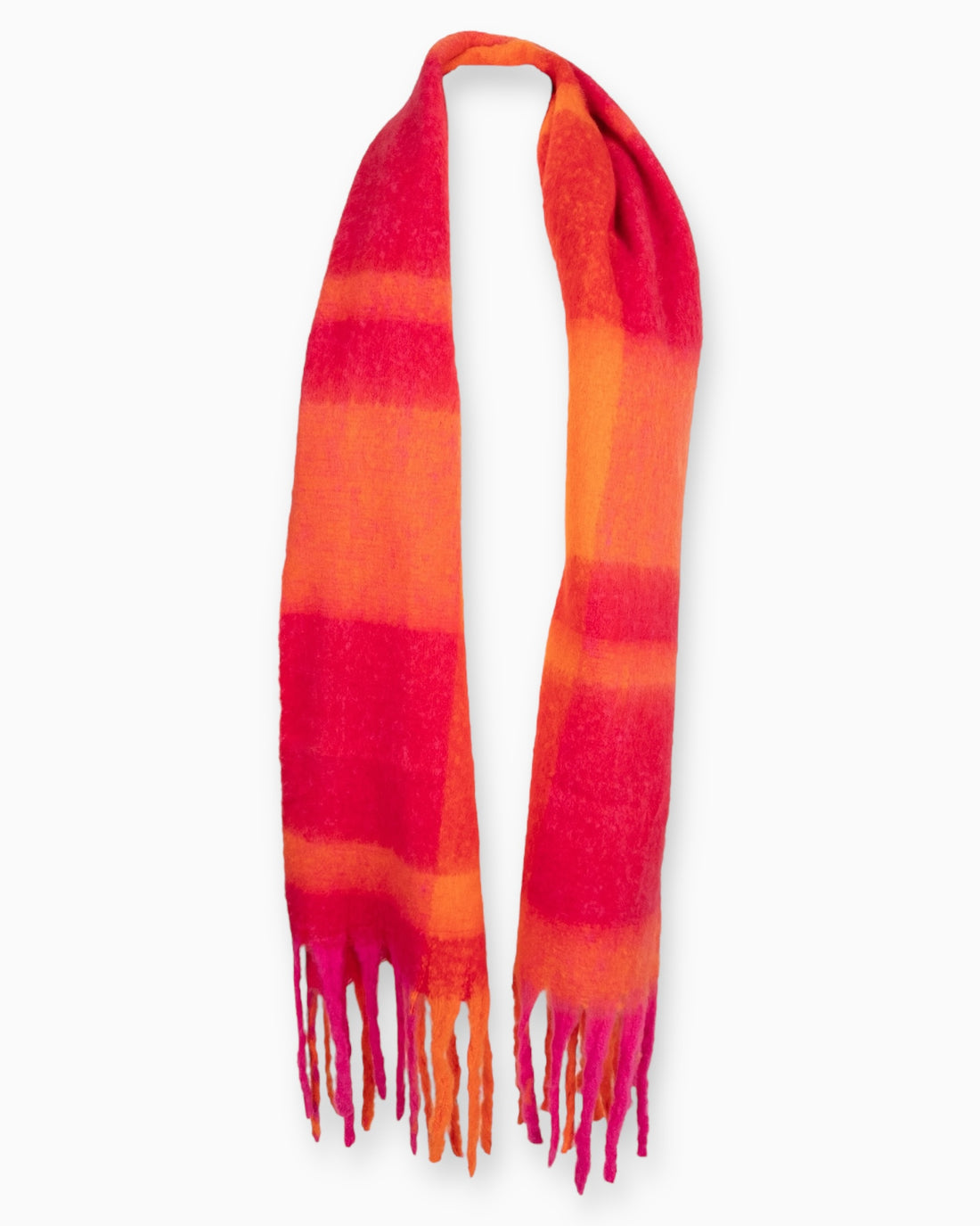XL Schal mit Fransen orange rot pink