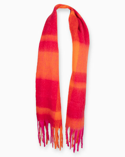 XL Schal mit Fransen orange rot pink