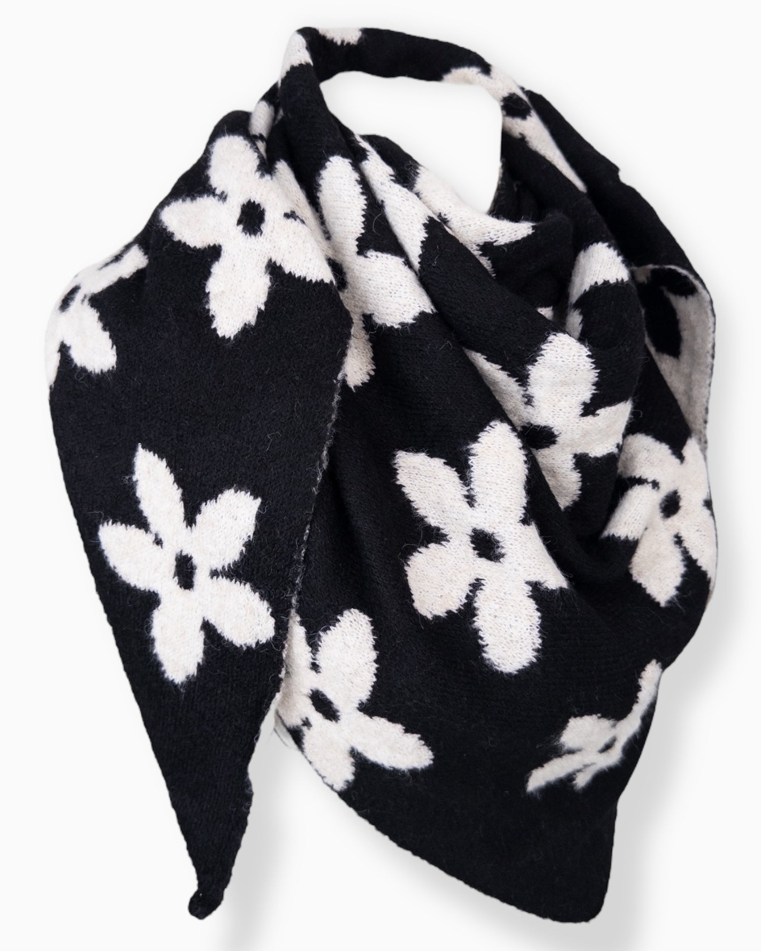 Dreieckstuch Blume schwarz weiß