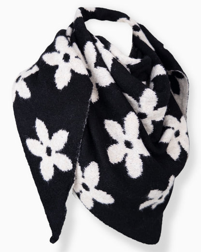 Dreieckstuch Blume schwarz weiß