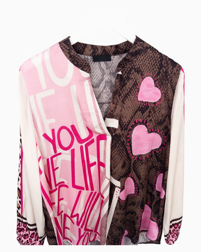 Bluse Love Wild rosa braun