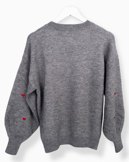 Pullover Herz grau