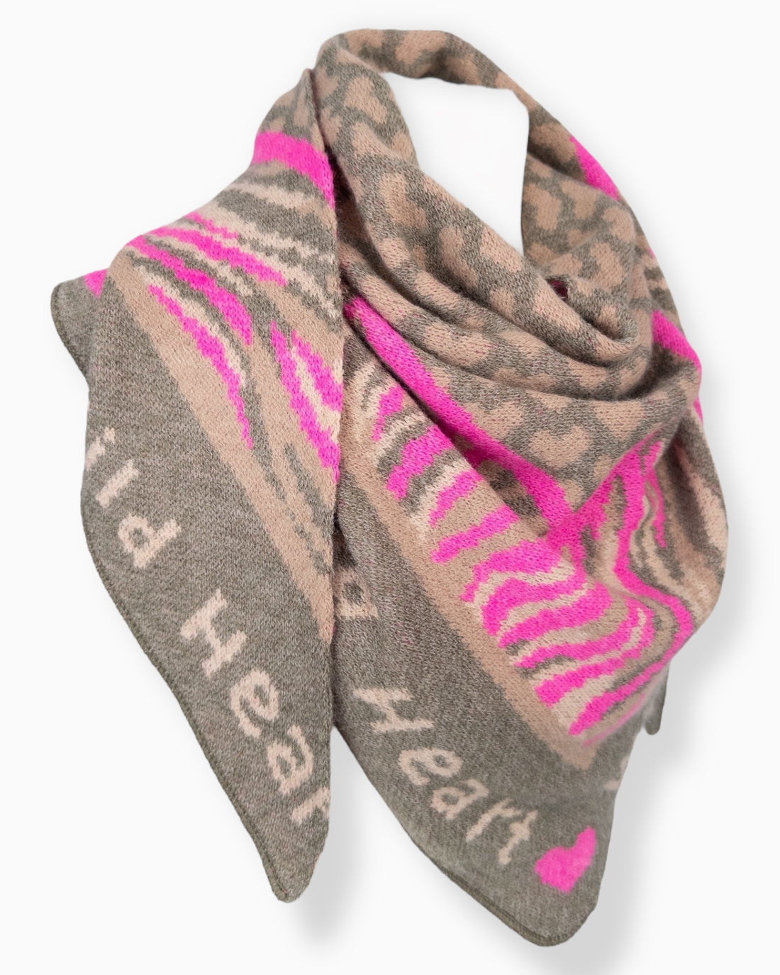 Dreieckstuch Wild Heart oliv pink
