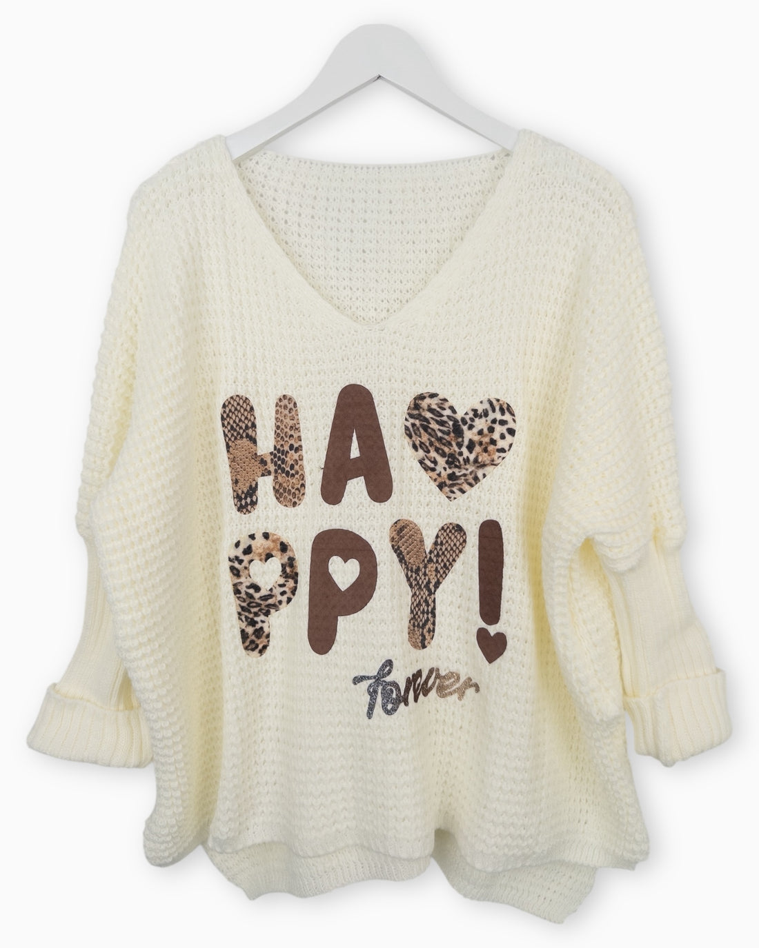 Oversize Pullover Happy creme