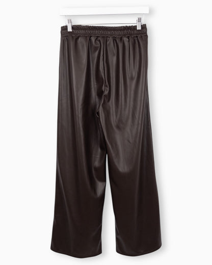 Hose in Lederoptik dunkelbraun