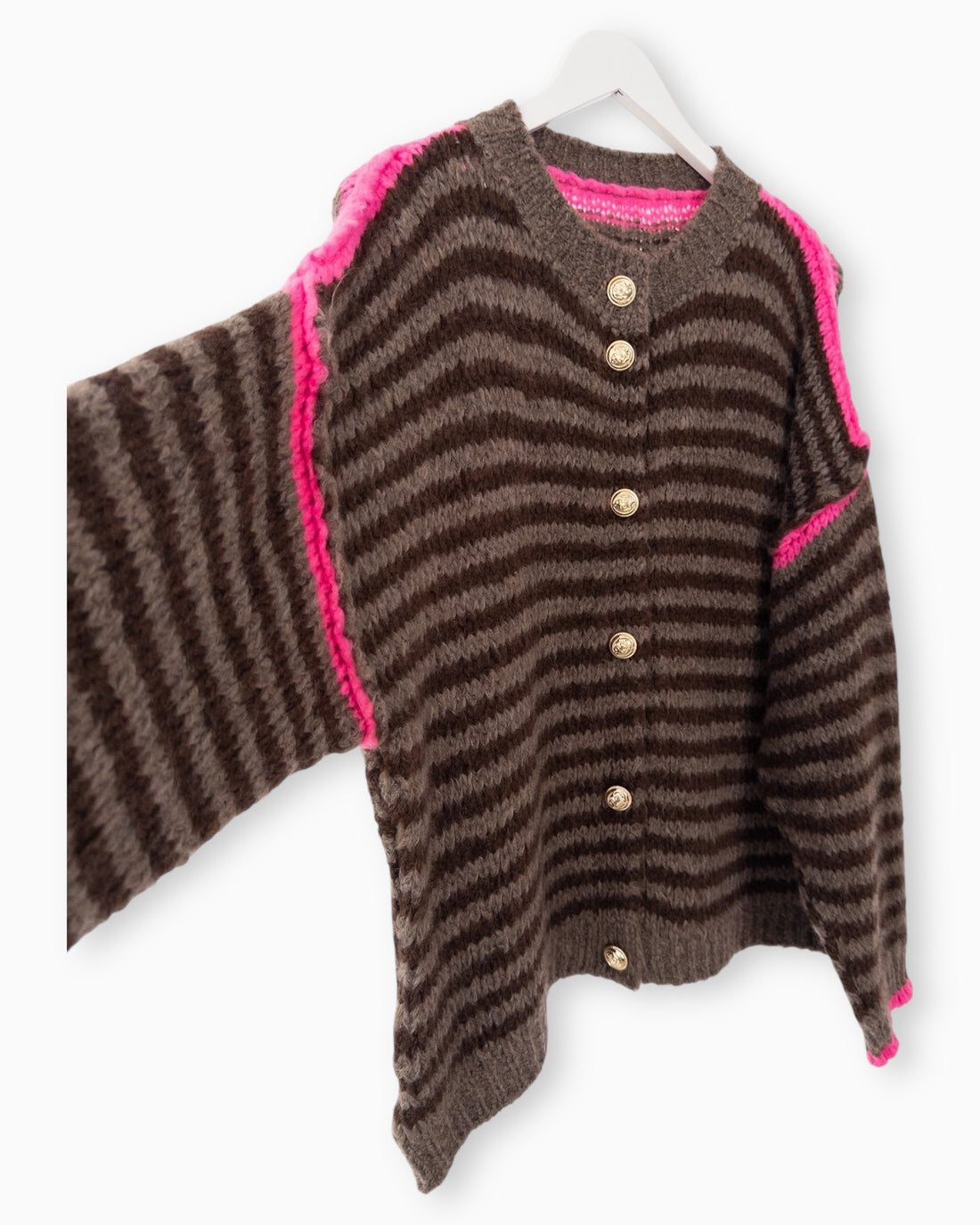 Strickjacke Streifen taupe braun