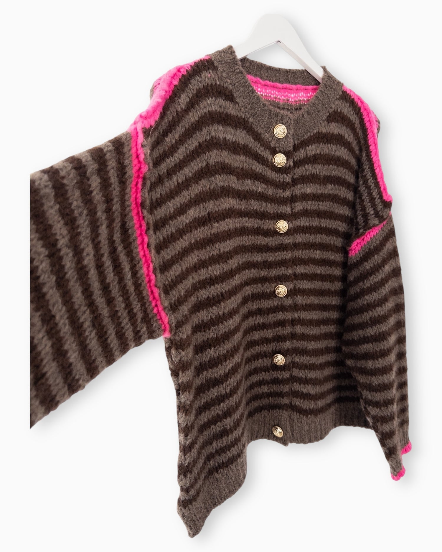 Strickjacke Streifen taupe braun