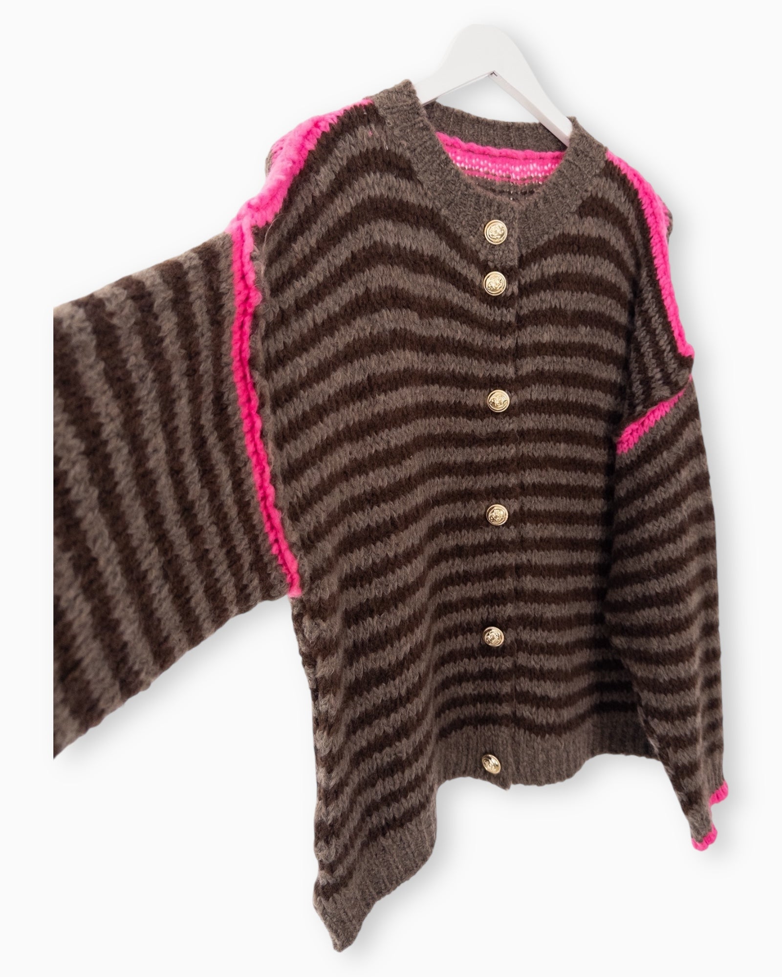 Strickjacke Streifen taupe braun