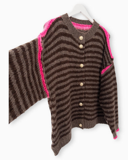 Strickjacke Streifen taupe braun
