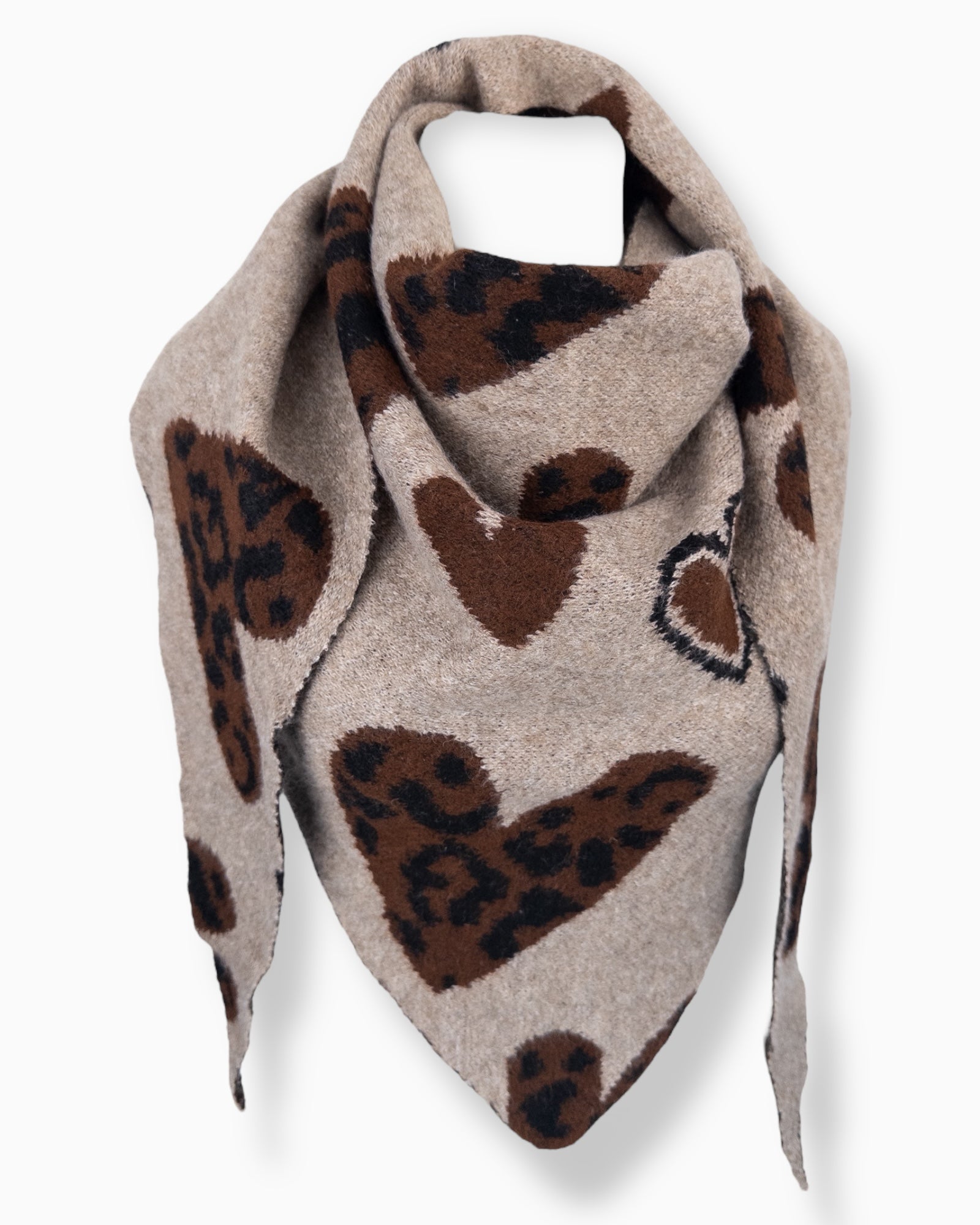 Dreieckstuch Leo Herz braun beige