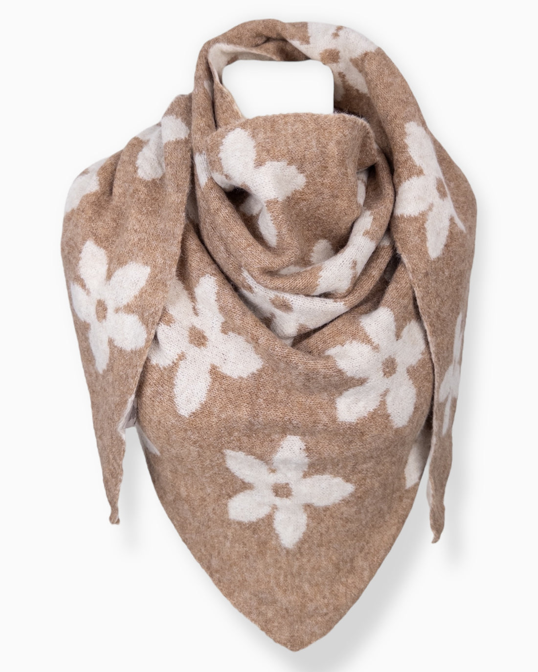Dreieckstuch Blume beige weiß