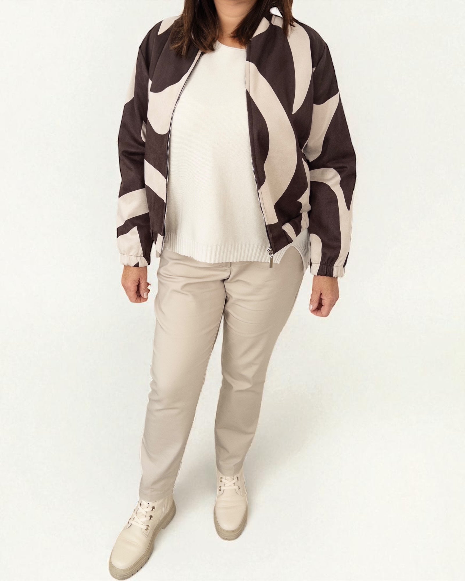 Jacke mit Muster dunkelbraun beige